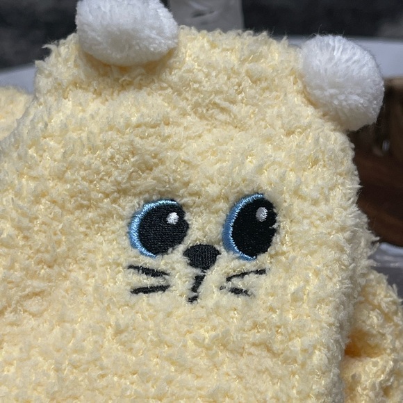 Cartoon Fuzzy High Knee Socks In Yellow - Picture 6 of 6